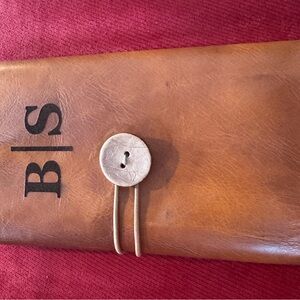Brown Leather Travel Organizer with Button Closure